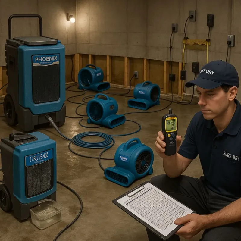 Structural Drying and Dehumidification process in Lutherville-Timonium, MD